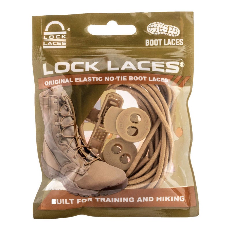 Lock Laces (1 Pair Premium Heavy Duty Elastic No Tie Laces for Boots, Sneakers and Shoes (Tan) - Image 2